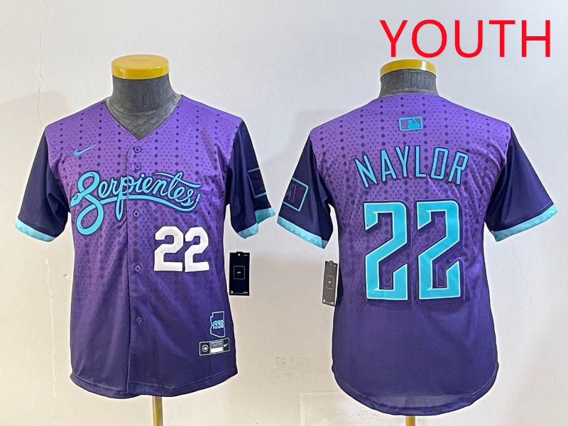 Youth 2025 Arizona Diamondback #22 Naylor Purple Joint Name Nike MLB Jersey style 2